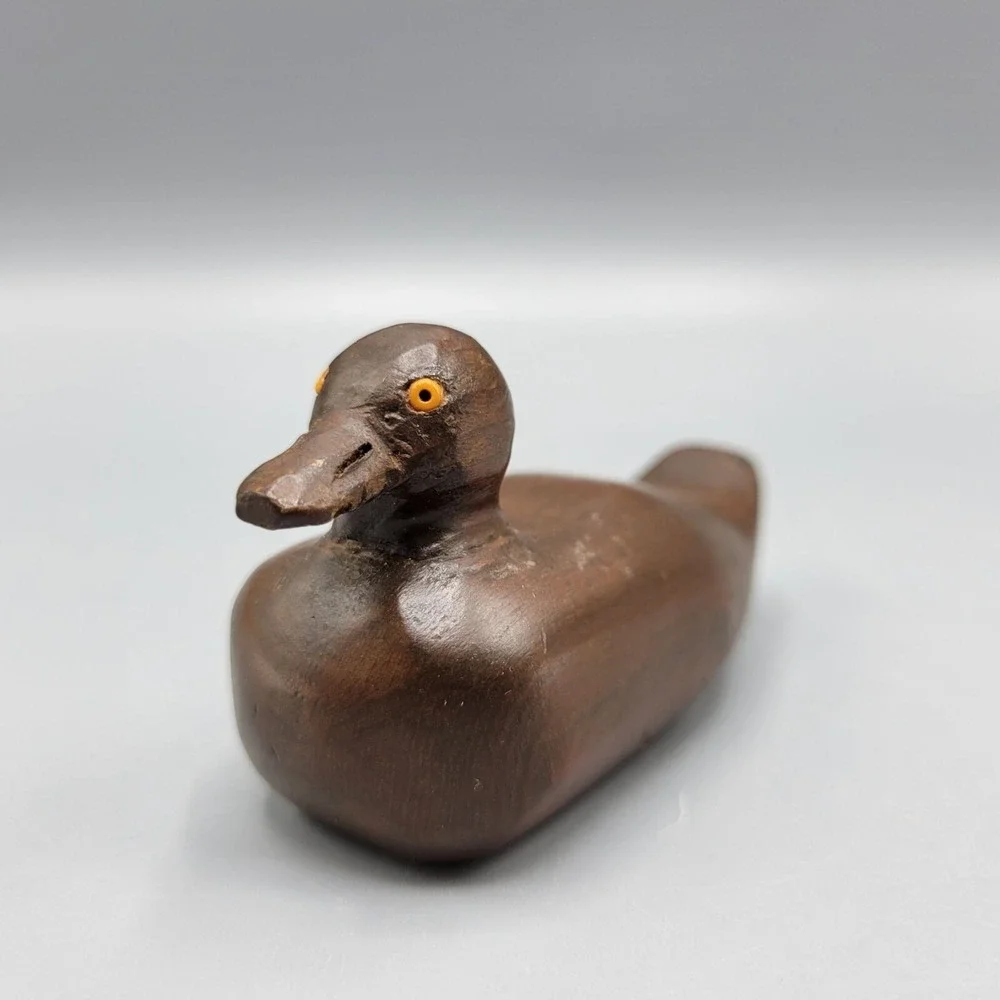 Vintage Hand Carved Wooden Duck Figurine Signed Larson 1978 1.75